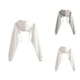 thumbnail image 1 of White Hoodie Womens Hoodie Oversized Sweatshirt Zip Up Hoodie Women Casual Wear The Design Of Women's Stacked Loose Pullover Blouse Feels Like A Half Length Short Hooded Sweater, 1 of 4