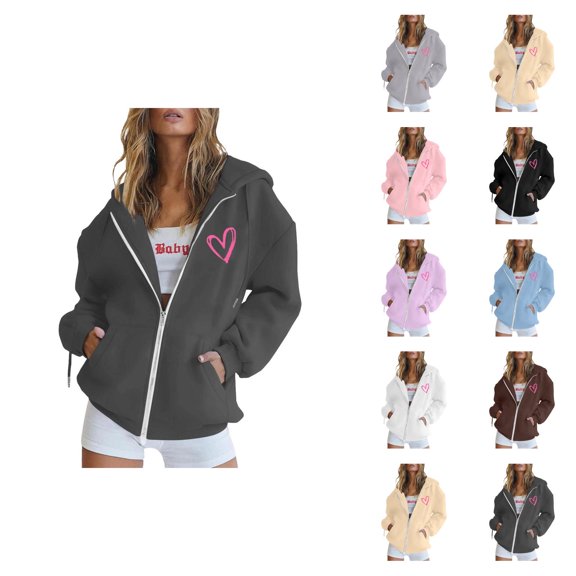 White Hoodie Womens Oversized Sweatshirt Lightweight Casual Zip Up Women's Hoodies And Sweatshirts With Zipper Long Sleeve Pocket Drawstring For Everyday Wear Layering In Winter