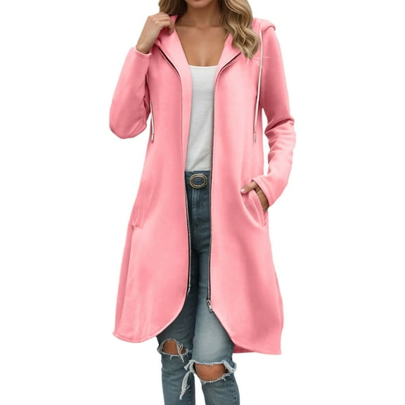White Hoodie Womens Sweatshirt Oversized Hoodie Lightweight Zip Up Hoodie Women Men's Long Zip Up Hooded Sweatshirt Casual Lined Jacket For Fall Winter Outdoor Comfortable Warm Pullover