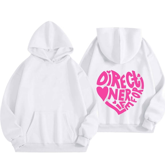 White Hoodies for Women's Letter Graphic Print Long Sleeve Drawstring Hoodie Sweatshirt Graphic Sweatshirt Crewneck Long Sleeve Casual Pullover Tops Fall Tops for Women 2025