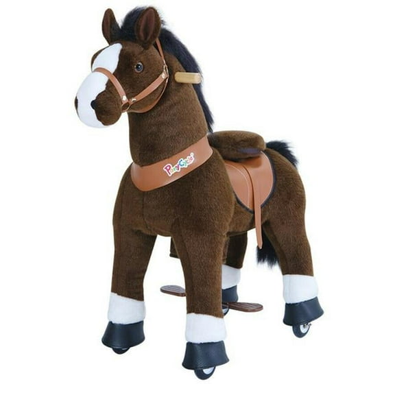 White Hoof Horse with Brake & Sound, Chocolate brown - Medium