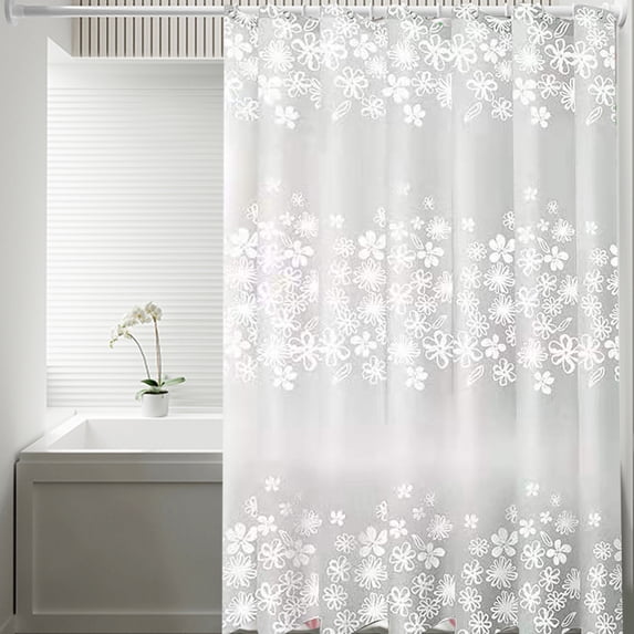 White No Hook Shower Curtain with Snap-in Fabric Liner Set,Slub Textured Fabric Shower Curtains for Bathroom,Hotel Style Modern Shower Curtain, Water Repellent and Washable