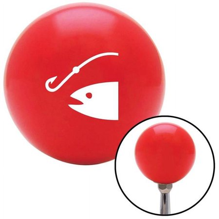 White Hook n Fish Red Shift Knob with M16 x 1.5 Insert Shifter Auto Manual Custom
