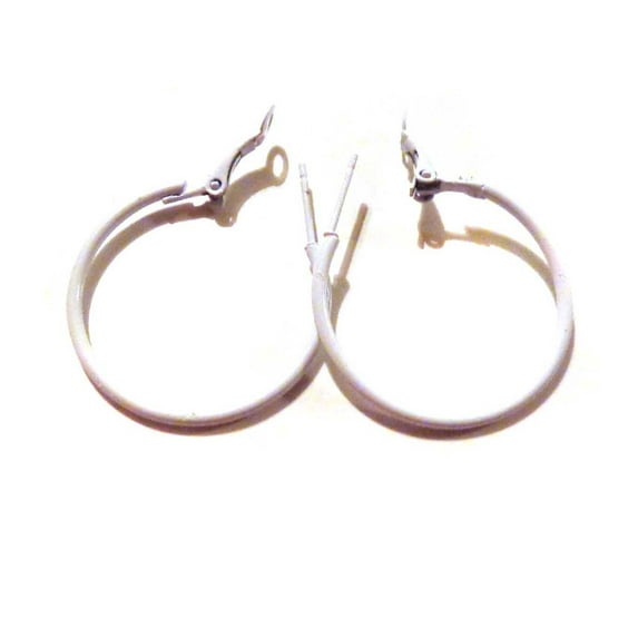 White Hoop Earrings 1.5 inch Hoop Classic Thin Hoop Earrings