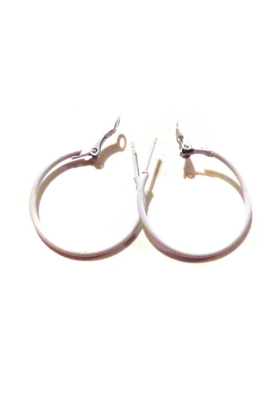 White Hoop Earrings 1.5 inch Hoop Classic Thin Hoop Earrings