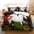 White Horse Bedding Set with 90" x 90" Duvet Cover and Pillowcases for