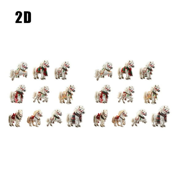 White Horse Decorations Set of 10 Elegant Wooden Ornaments for Christmas Tree Home Festive Party Decor