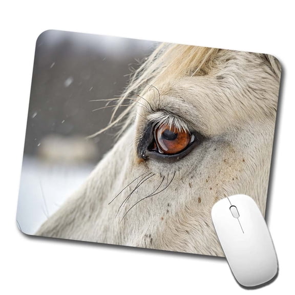 White Horse Eye Close Up Mouse Pad Low Profile Gaming Mat