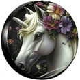 thumbnail image 1 of White Horse Floral Art Spare Tire Cover for Rv SUV Trailer Truck Camper, Waterproof Wheel Protectors,Funny Tire Cover for Outdoor Travel,Universal Fit, 1 of 10