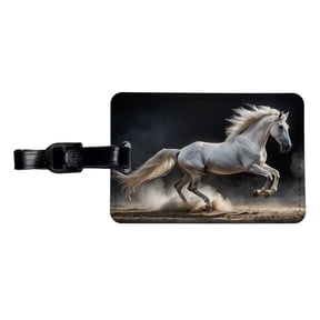 White Horse Galloping Faux Leather Travel Luggage Tag