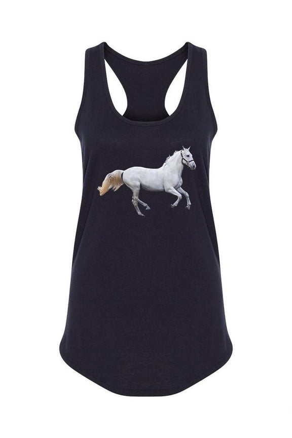 White Horse Galloping Racerback Tank Women -SPIdeals Designs, Female Medium