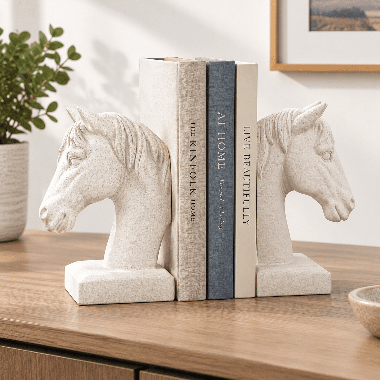 White Horse Head Bookends, Equestrian Decor Set of 2, Rustic Antique ...