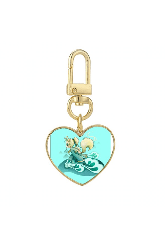 White Horse Mythology Novel Gold Heart Keychain Metal Keyring Holder