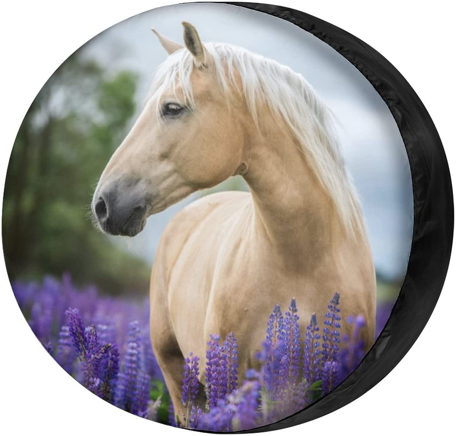 White Horse Pattern Spare Tire Cover DustProof Wheel Tire Cover Fit