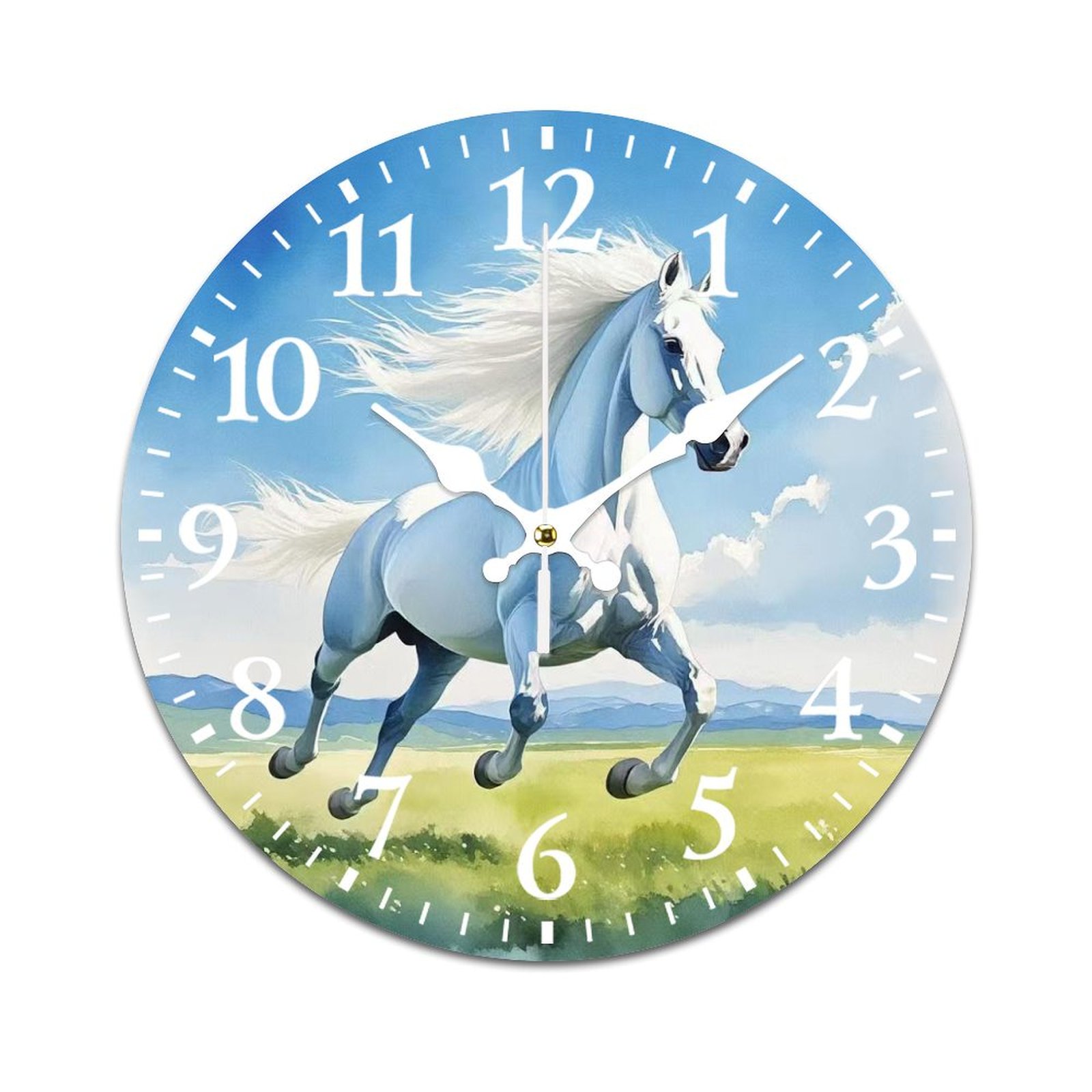 White Horse Running Wall Clock Modern Design Clocks Wall Hanging Home ...