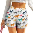 thumbnail image 1 of White Horse Stars Shorts Ladies Horses Trendy Blue Star Print Casual Graphic Shorts Oversize Short Pants Summer Elegant Bottoms, 1 of 4