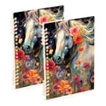 thumbnail image 1 of White Horse and Flowers Ring Binder Notebook Journey Note Diary College Ruled Spiral Notebook Study Loose Leaf Paper A5 60 Pages, 1 of 8