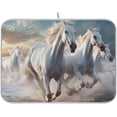 thumbnail image 1 of White Horses Dish Drying Mat, Absorbent Microfiber Pad Protector For Kitchen Counter Top Mat Dish Drainboard 16x18in, 1 of 7