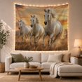thumbnail image 1 of White Horses Running on Golden Grassland Majestic Photorealistic Style for Nature Lovers Wildlife Wall Art Housewarming Gift Tapestry Wall Hanging for Bedroom, Living Room and Dorm, 1 of 7