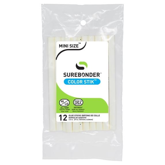 White Hot Glue Sticks Mini Size - 4" - 12 Pack