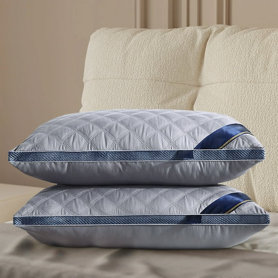 White Hotel Quality Bed Pillow Corner Propped Design Soft Microfiber Fill Cooling Breathable Fabric for Back Stomach or Side Sleeping Supportive Machine Washable Bedroom Bedding