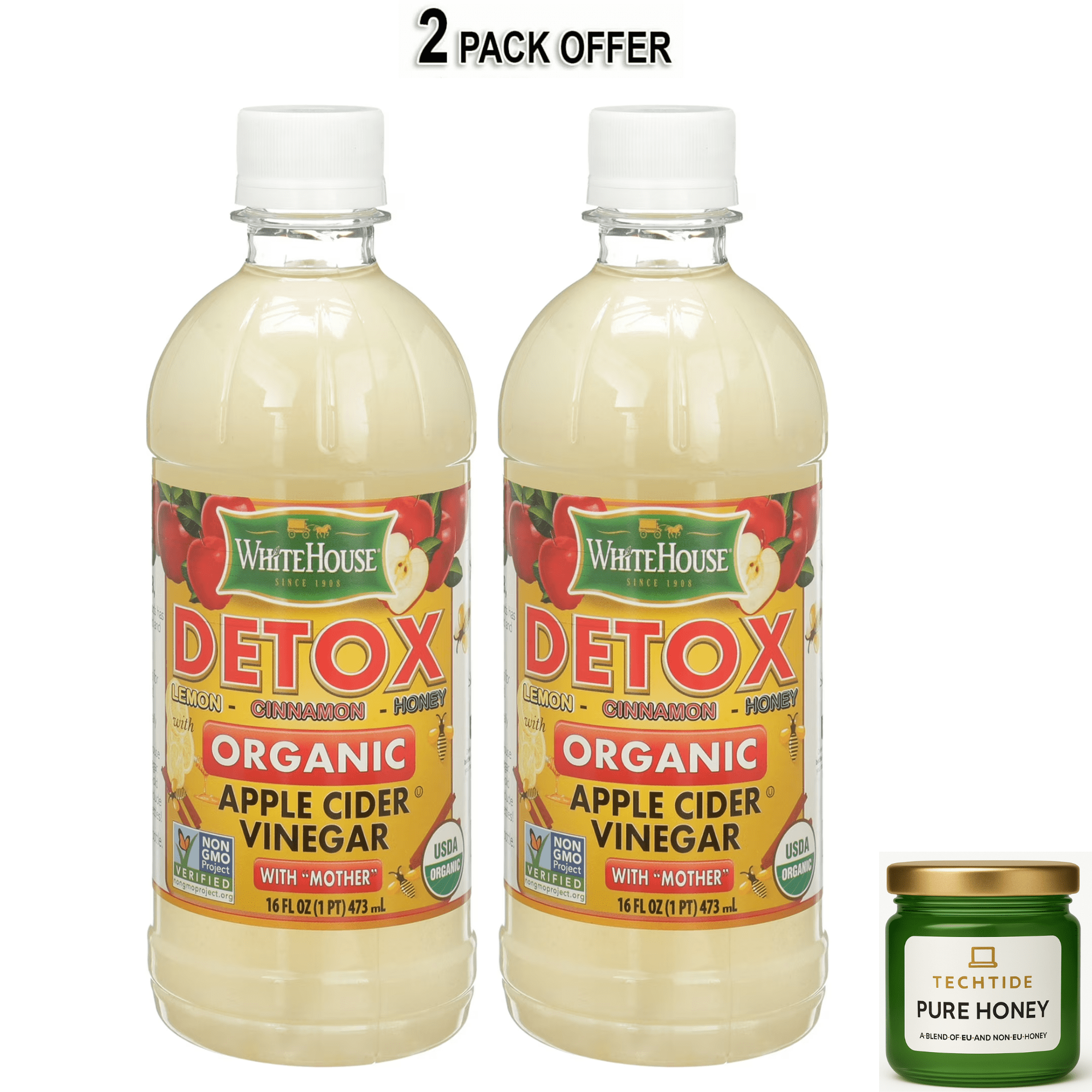 White House Detox Apple Cider Vinegar, 16 fl oz Bottle