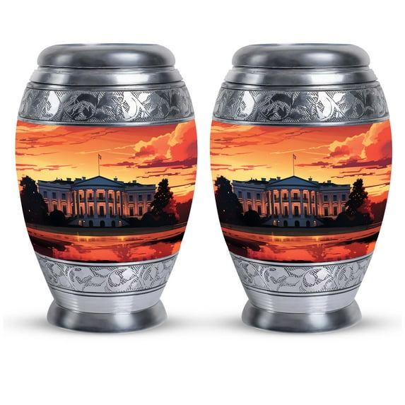 White House Hand Painting Funeral Urn - Funeral Urns For Adult Ashes Men - Burial Urns For Human Ashes Adult - Cremation Memorial - Urns For Human Ashes Adult Female - Urn For Dad (Size -3inch,2Pc)
