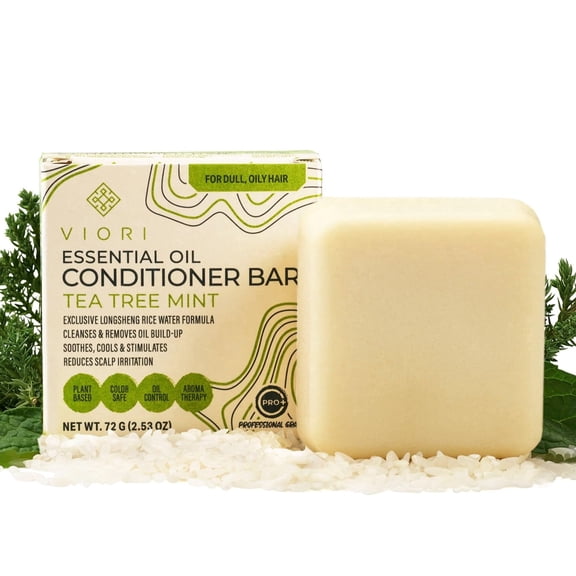 Viori Tea Tree Mint Essential Oil Conditioner Bar Made with Rice Water