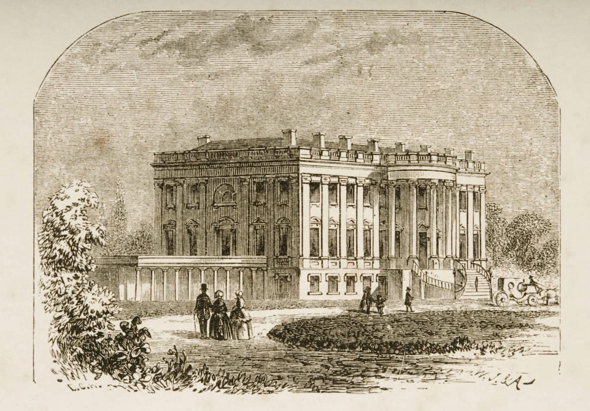 The White House Washington Dc In 1870S From American Pictures Drawn With Pen And Pencil By Rev Samuel Manning Circa 1880 Canvas Art - Ken Welsh  Design Pics (34 x 22)