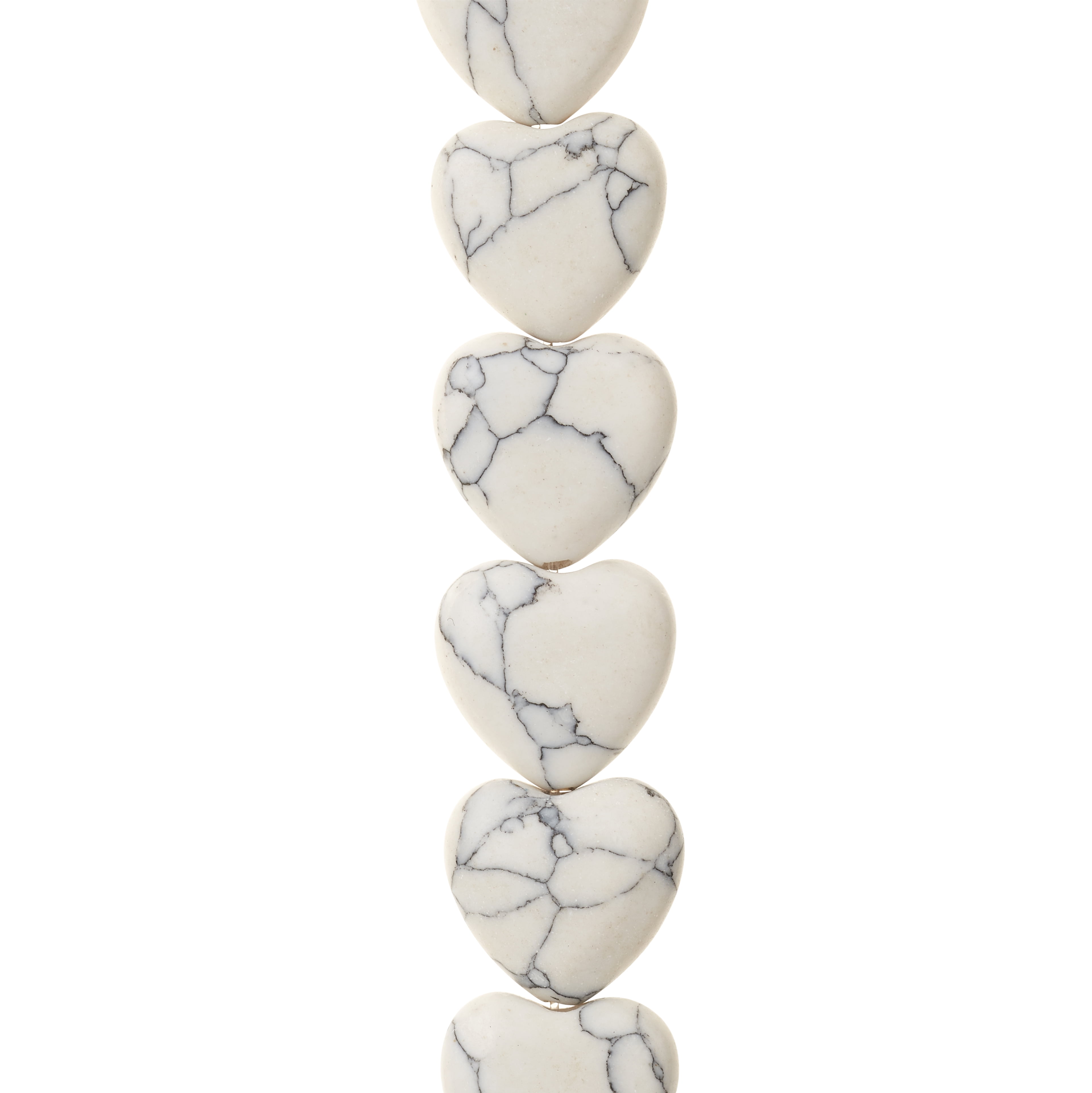 White Howlite Heart Semi-Precious Beads by Bead Landing™ - 12mm ...