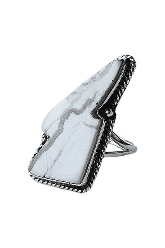 White Howlite Ring, 925 Sterling Silver Ring, Lightning Bolt Howlite Ring, Handmade Ring, Lightning Bolt Gemstone Ring, Rings For Women, Minimalist Ring, Promise Gift