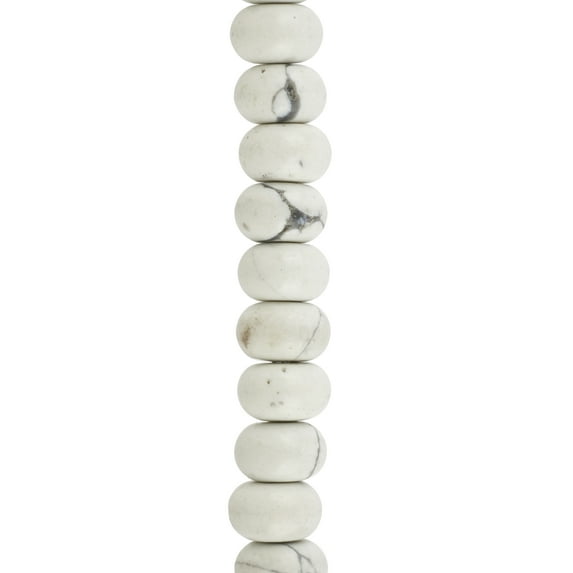 White Howlite Rondelle Beads - 8mm by Bead Landing
