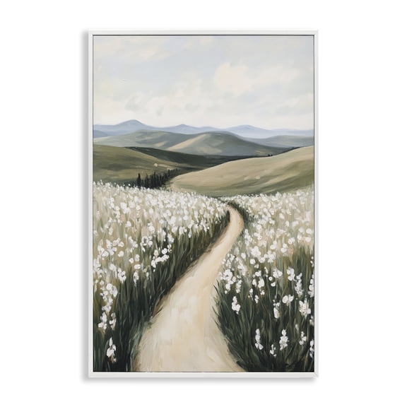Stupell Industries White Hyacinth Meadow Path White Framed Giclee Art, design by Petal Prints Design