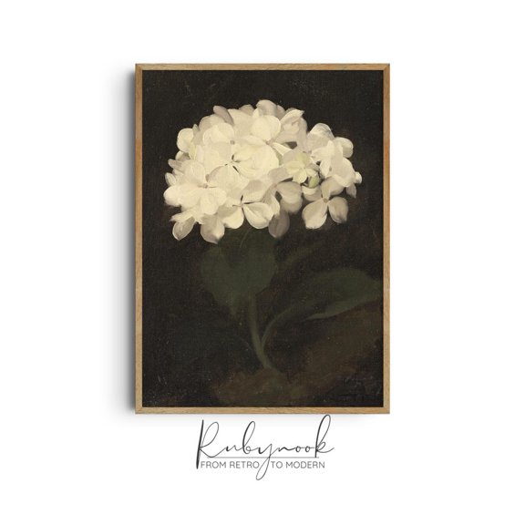 White Hydrangea Botanical Flower Unframed Paper Print