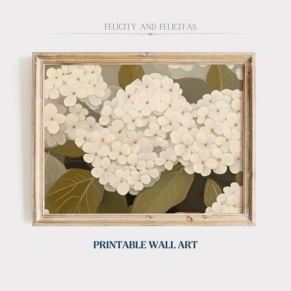 White Hydrangea Wall Art, Spring Wall Art, Abstract White Hydrangea Art, Floral Art, Farmhouse Wall Decor, Wall Art, Modern Wall Decor, 12x18 UNFRAMED