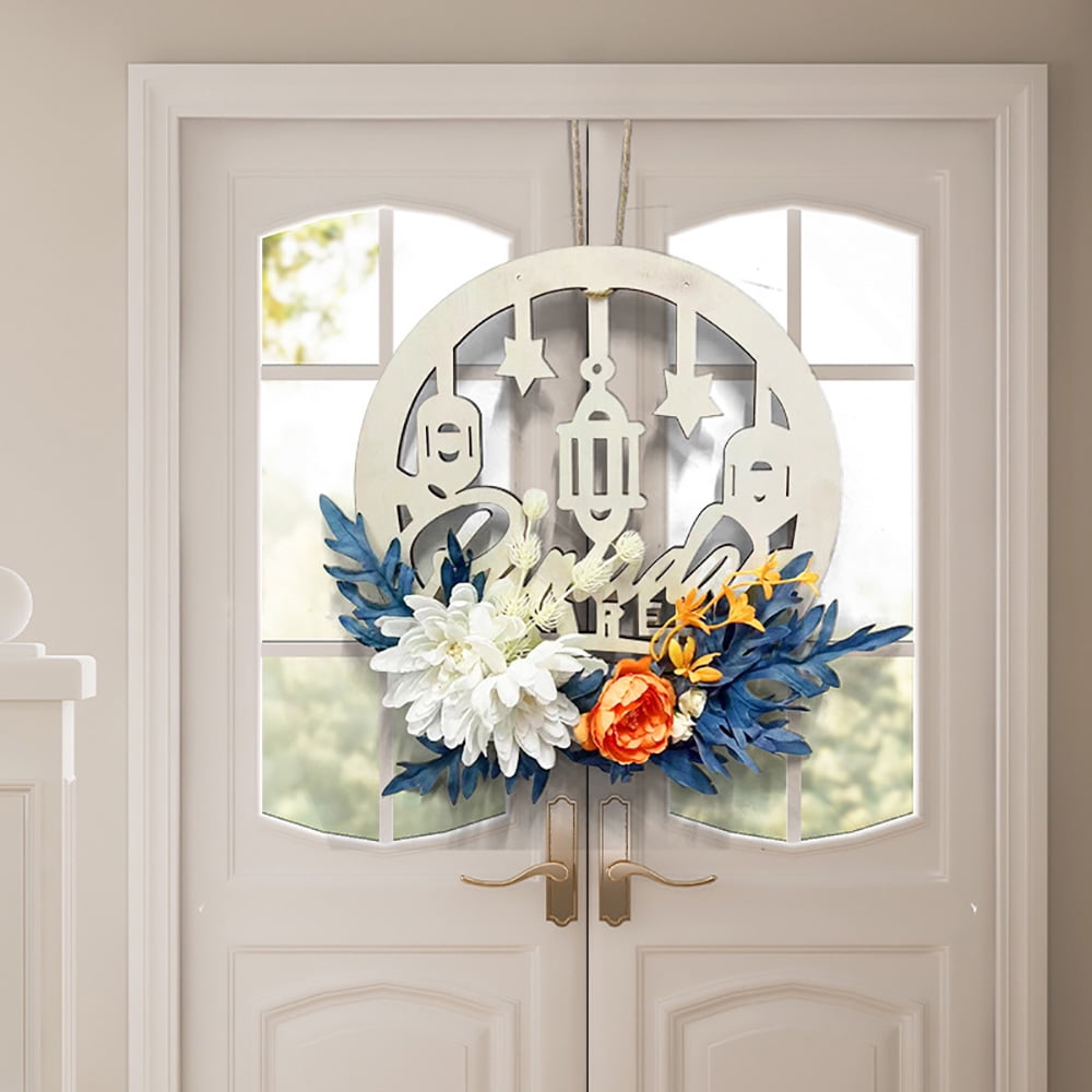 White Hydrangea Wooden Wreath Decor Front Door Hanging Decor Holiday