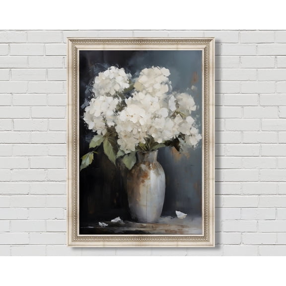 White Hydrangeas Muted Vintage Wall Print, Farmhouse Wall Decor, Botanical Wall Art, Living Room Art, Vintage Art Wall Art, Modern Wall Decor, 12x18 UNFRAMED