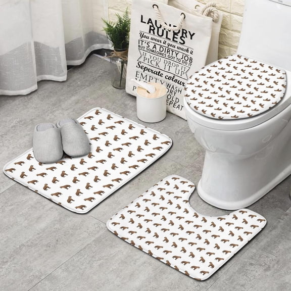 White Hyena Pattern Bathroom Rugs Sets 3 Piece,Toilet Cover Set,Absorbent Non Slip Bathroom Mats Sets with U-Shaped Contour Rug Toilet Rug Set