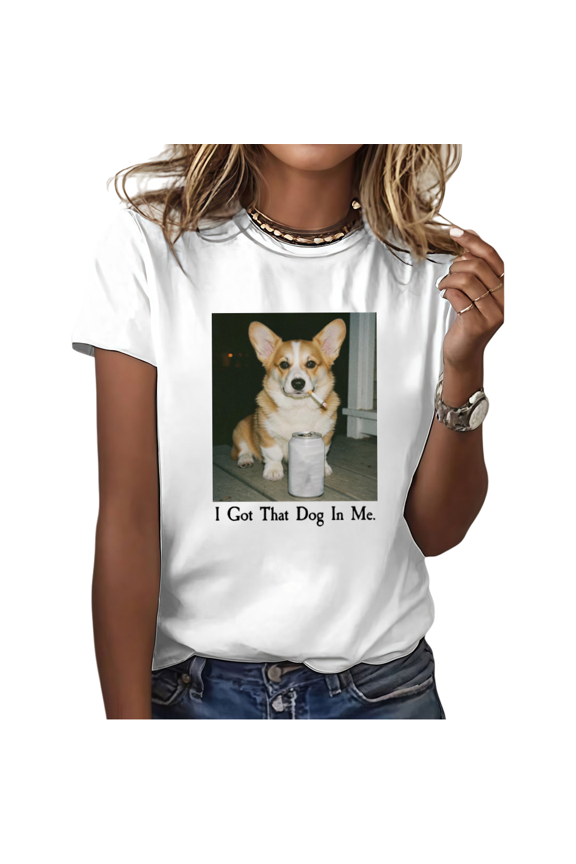 White I Got That Dog In Me Corgi Meme Funny Vintage Graphic Tees Print Tshirt Shirts Edgy Corgi Lover Tops S-5XL