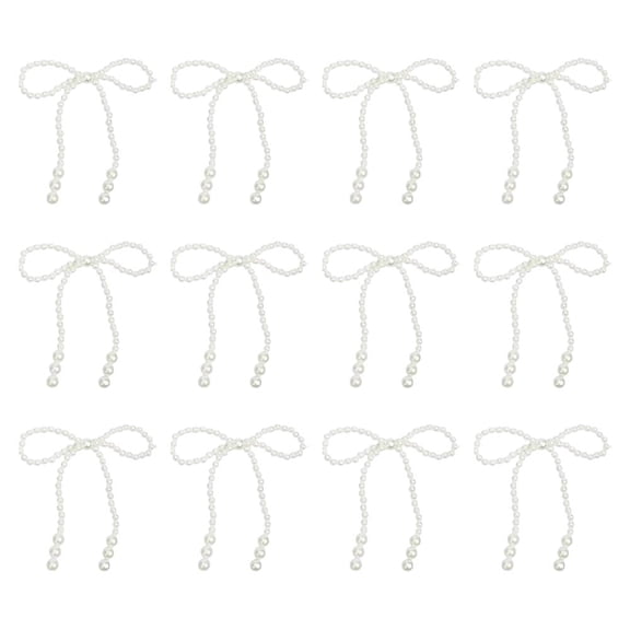 White Imitation Pearl Bow Christmas Decoration with Cord, Wreath Cabinet Xmas Tree Ornament Decor, Suitable for Christmas Daytime Events and Decorations