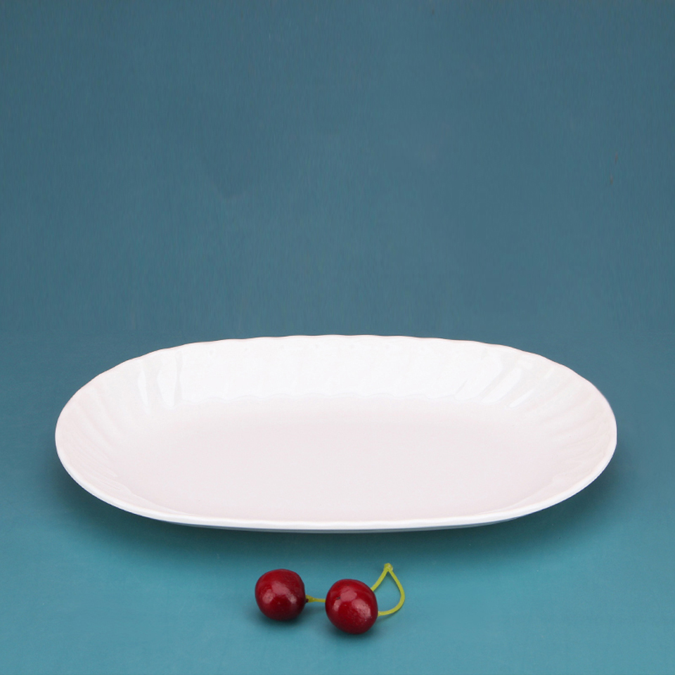 White Imitation Porcelain Fish Plate Restaurant Buffet Plate Hot Pot