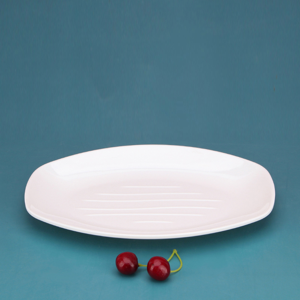 White Imitation Porcelain Fish Plate Restaurant Buffet Plate Hot Pot