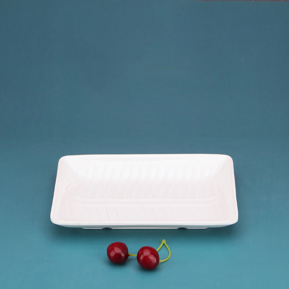 White Imitation Porcelain Fish Plate Restaurant Buffet Plate Hot Pot