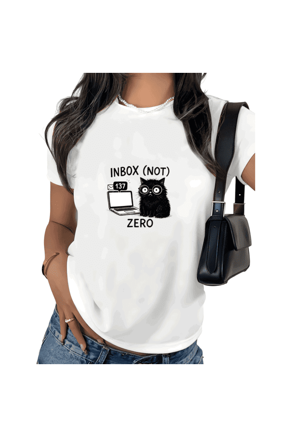 White Inbox Not Zero Tshirt Pattern Tees Work From Home Meme S-5XL Tops