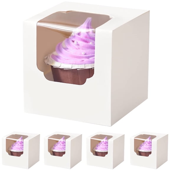Individual Cupcake Boxes with Insert, 100 Count White, For Baked Goods and Party Events