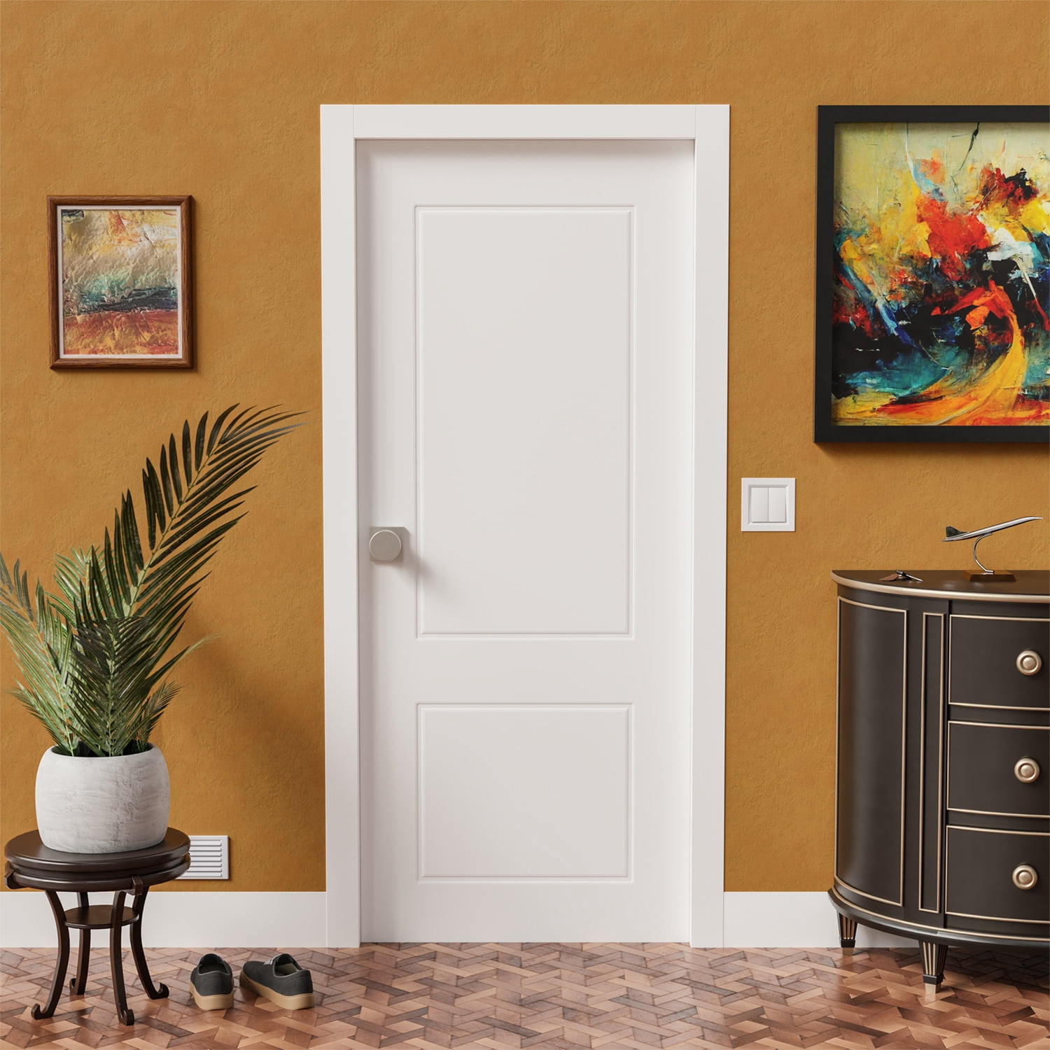 White Indoor Door Slab for Closet 36'' X 80'' Prefinished Door 2-Panel by Villar Home Designs