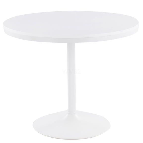 White Industrial Dining Table with Metal Base and Distressed Wood Top for 4 Person Seating