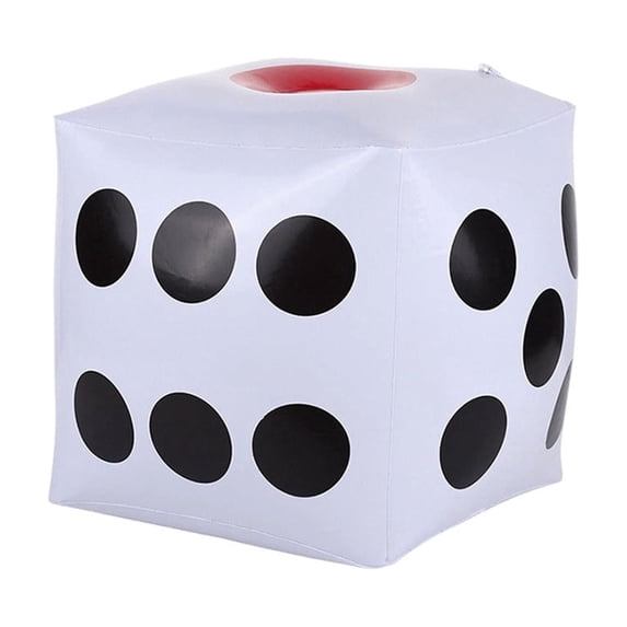 White Inflatable Dice 30cm, Classic Dot Pattern for Carnival Games, Tear Resistant PVC Material, Lightweight & Portable, Suitable for Indoor Outdoor Activities, Exciting Gift for Youngsters Party