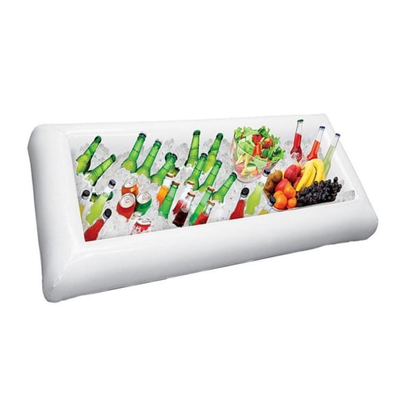White Inflatable Ice Trough Durable PVC Water Entertainment Salad Plate Stand Outdoor Ice Bucket Bar Tools and Glass