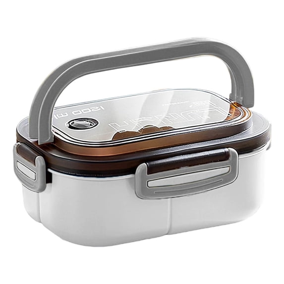 White Insulated Bento Lunch Box Double Layer Microwave Safe PP Compartments Leakproof for Work White